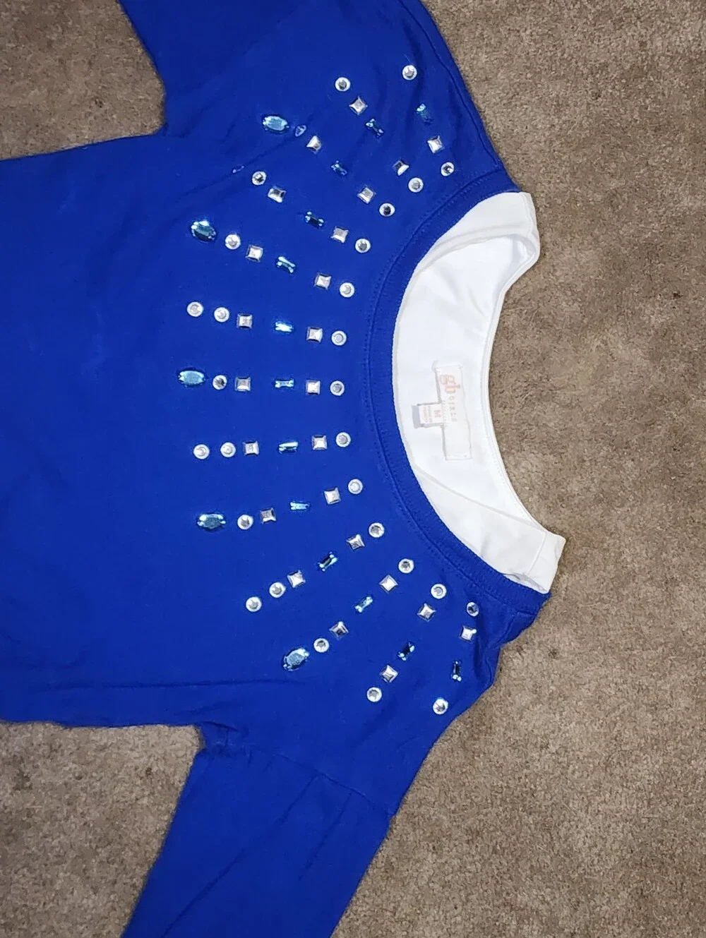 Kids Blue & White 3/4 Sleeve Top Sz 7